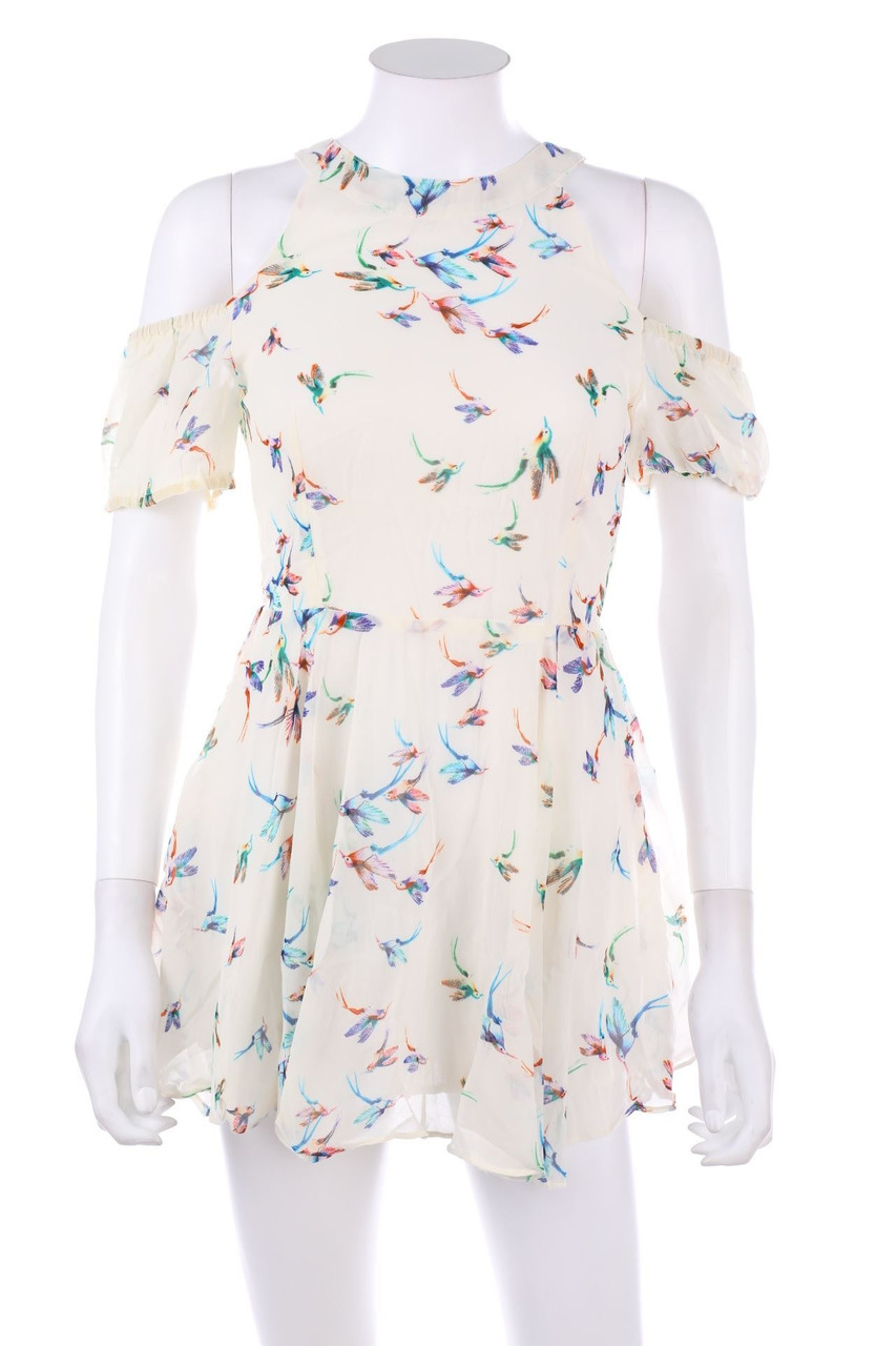 No Label - Cold-Shoulder-Mini Dress with Print - D 34