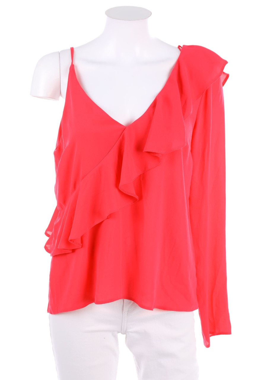 Ohne Label - Volant-Bluse mit asymmetrischem Schnitt - XL