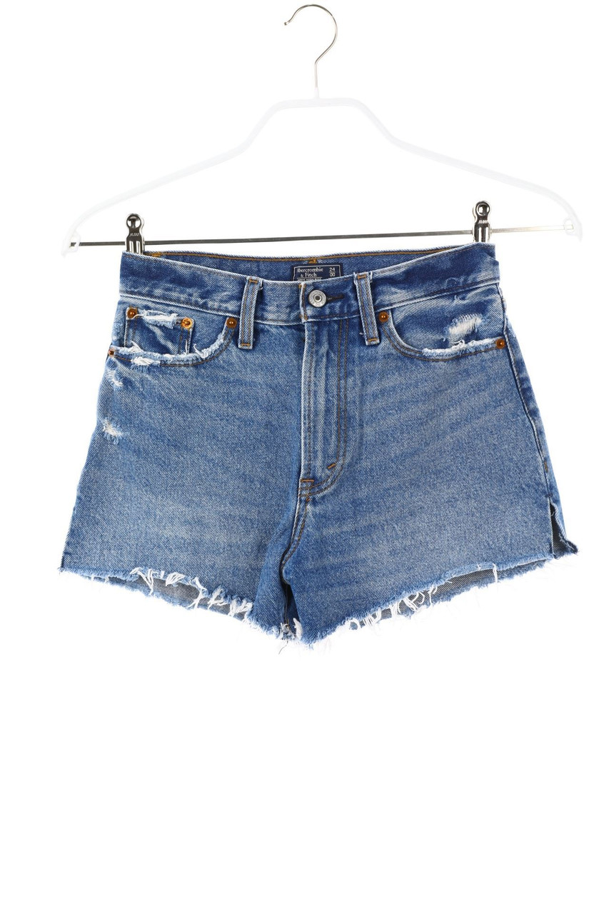 Abercrombie & Fitch - Distressed Jeans-Shorts mit Logo-Knöpfen - W24