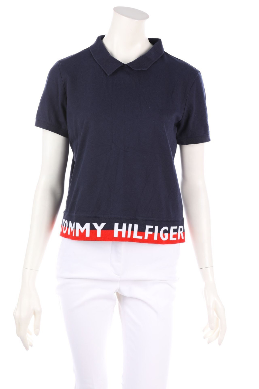 TOMMY HILFIGER - Cropped-Polo-Shirt mit Logo-Print - M