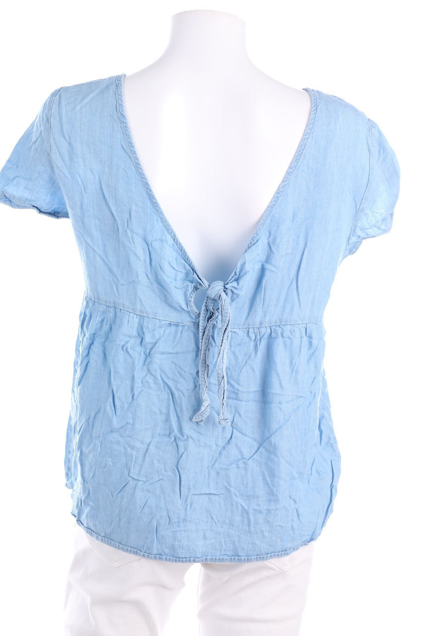 ESPRIT - Kurzarm-Bluse in Denim-Optik - D 34