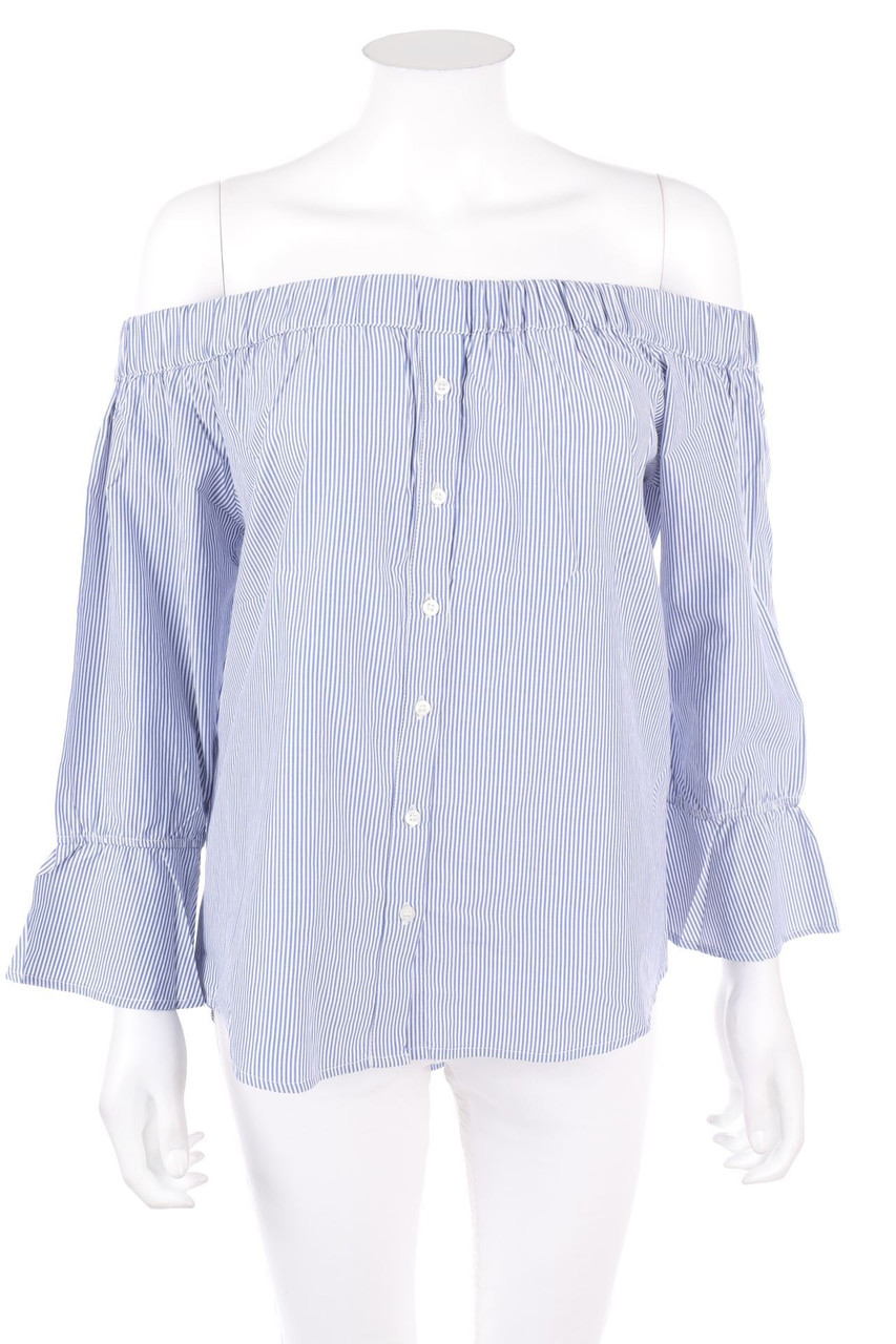 AMISU - Carmen-Bluse mit Streifen - S