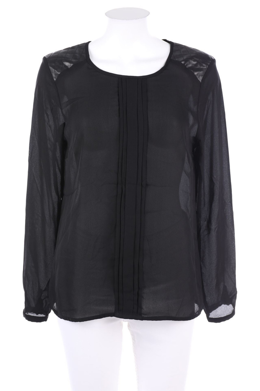 CAMAÏEU - Bluse mit Kunstleder-Details - D 42