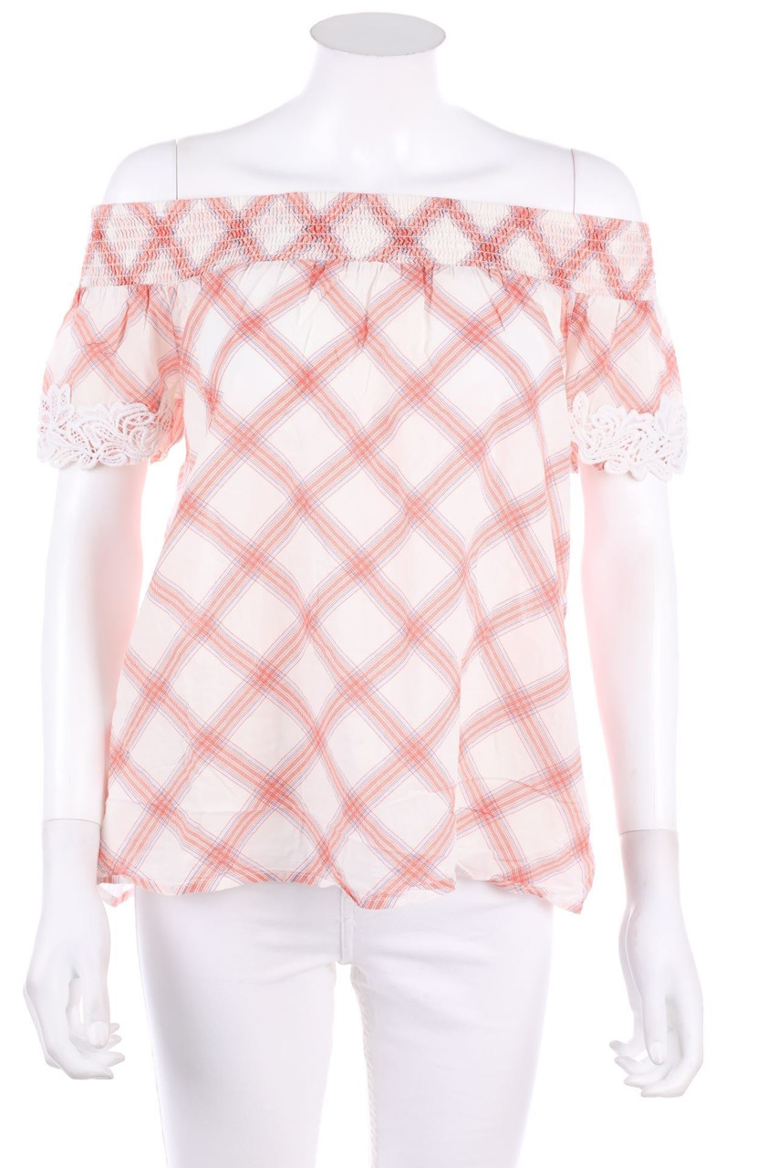 Yessica by C&A - Tartan-Carmen-Bluse mit Spitze - D 34