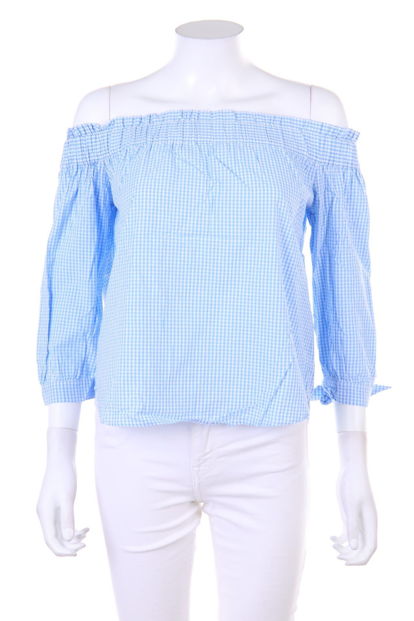 H&M DIVIDED - Carmen-Bluse mit Karo-Muster - D 36