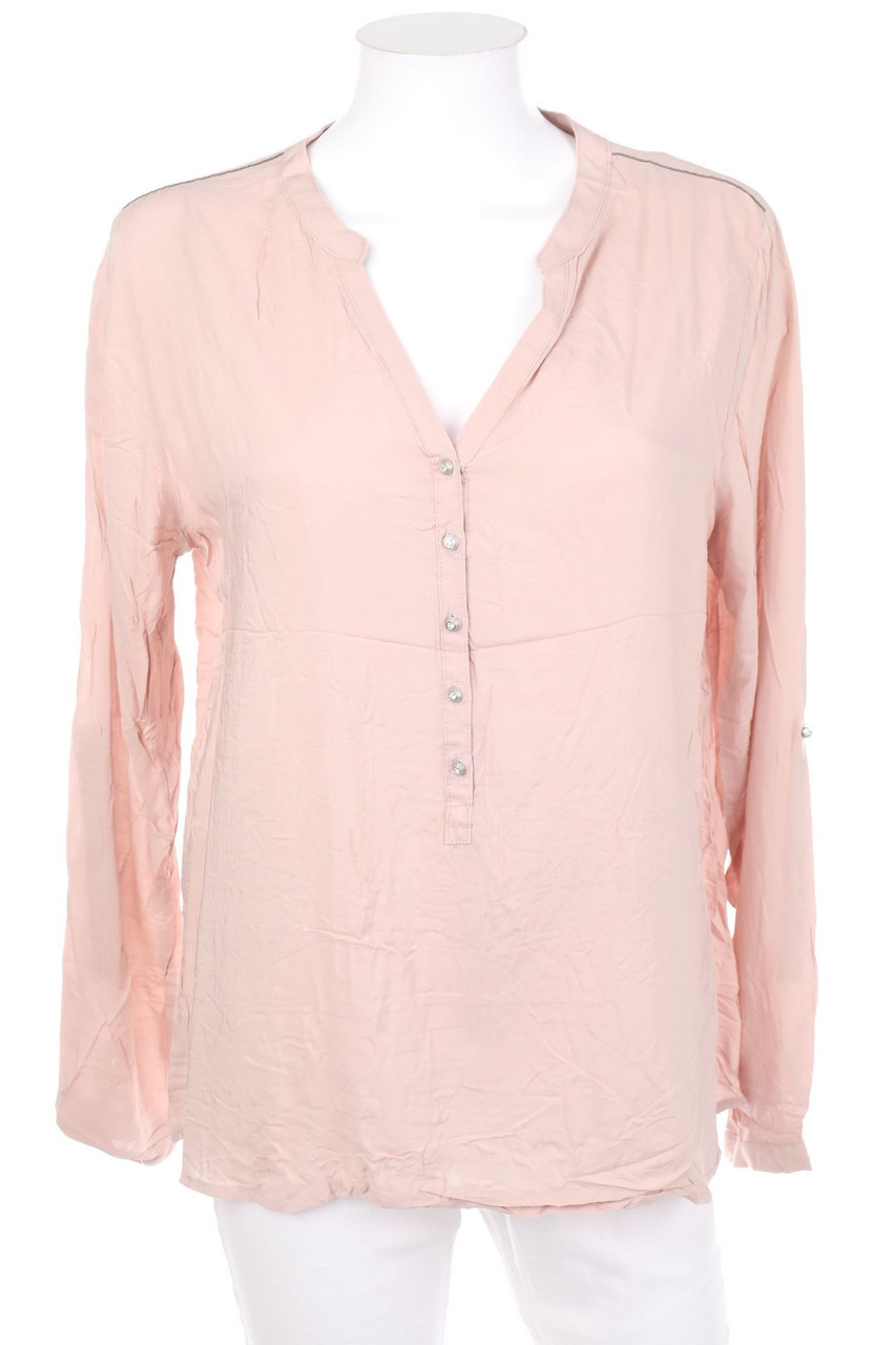 No Label - Blouse with Roll-up Sleeves - L