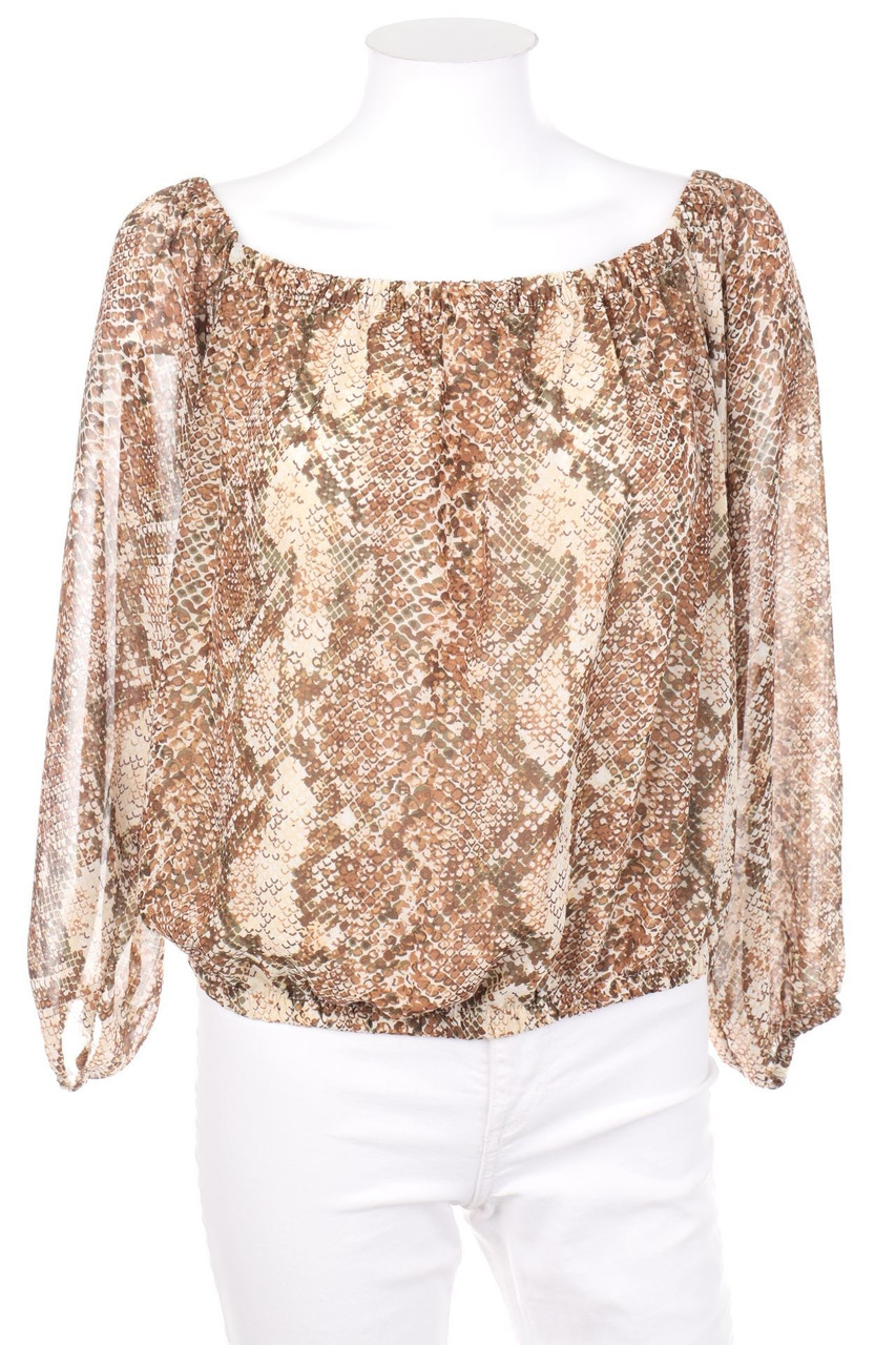 AMISU - Carmen-Bluse mit Animal-Print - XS