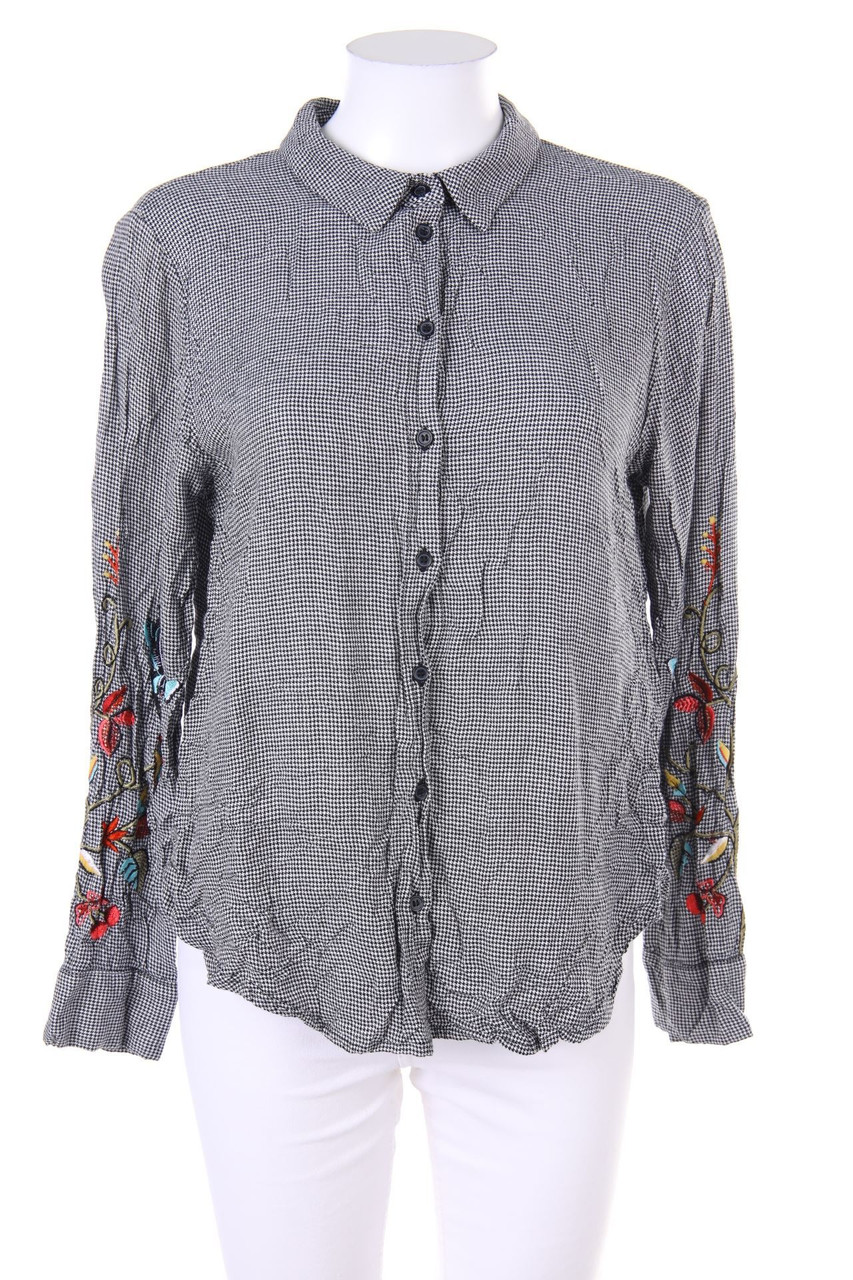 H&M - Karo-Bluse mit floralem Muster - D 42