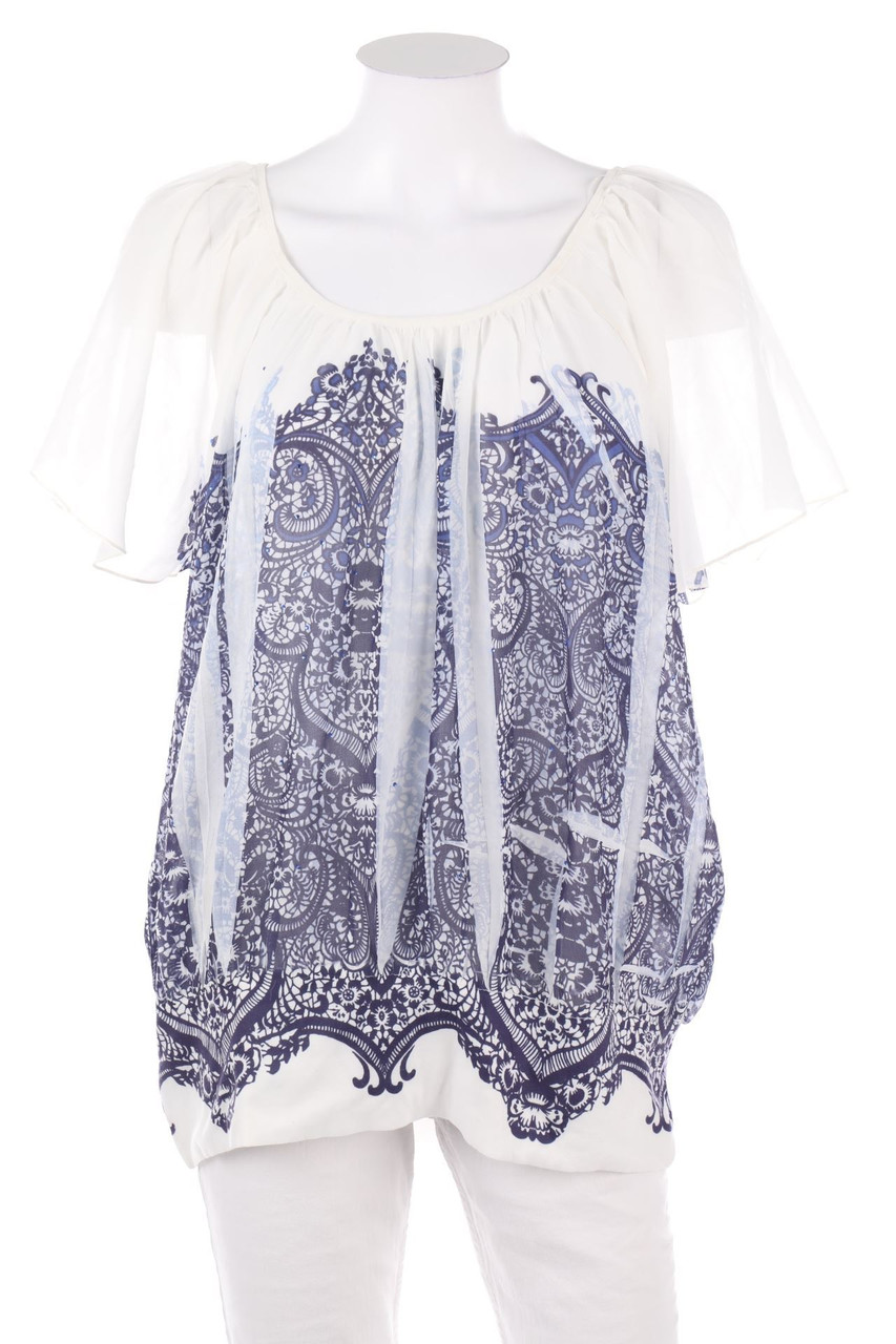 BRÉAL - Kurzarm-Bluse mit Strass-Steinen - D 44