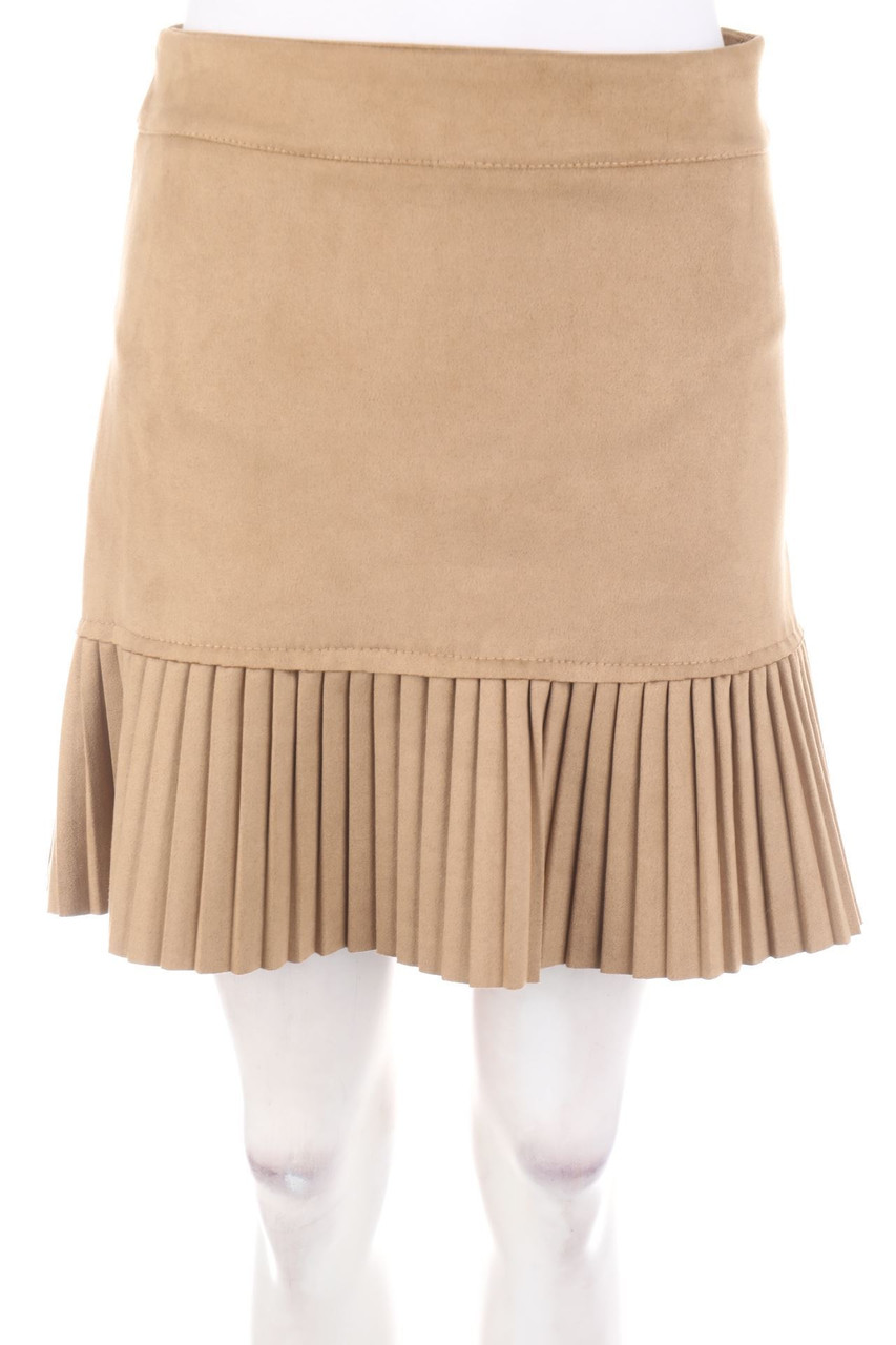 STELLA H - Faux Leather-Pleated Mini-Skirt - S