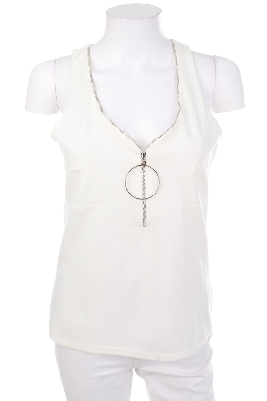 MORGAN - Blouse Top with Zipper Closure - S