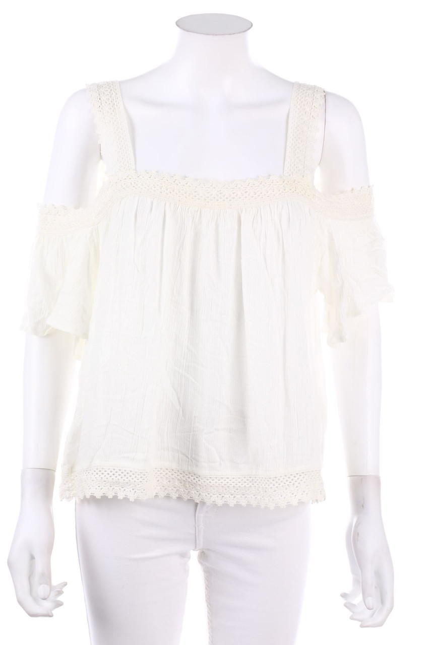 ROCK ANGEL - Boho-Cold-Shoulder-Bluse mit Spitze - M