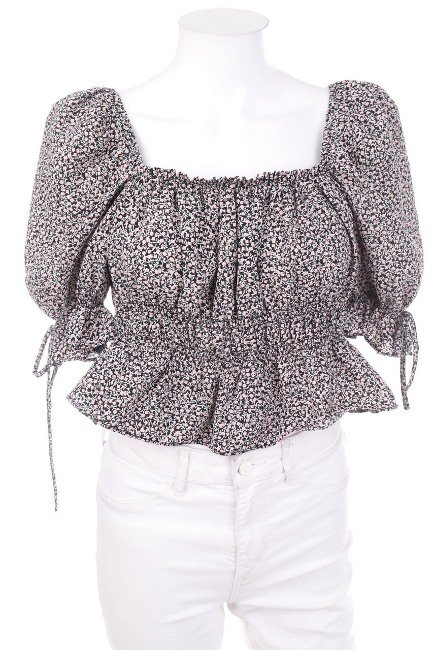 H&M DIVIDED - Cropped-Bluse mit Blumen-Print - S