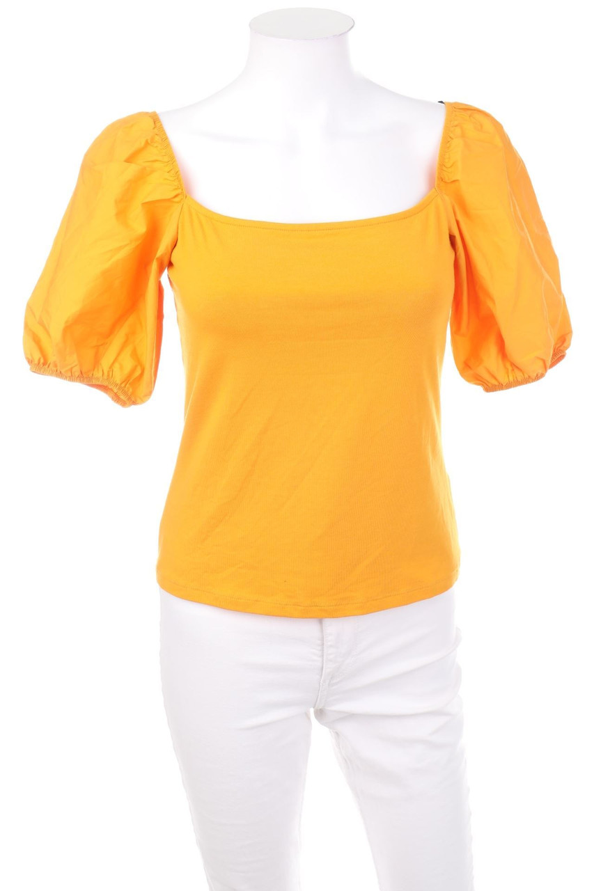 H&M - Cropped-Kurzarm-Bluse mit Puffärmeln - S