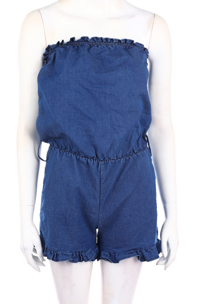 No Label - Denim-dress with Frills - D 36