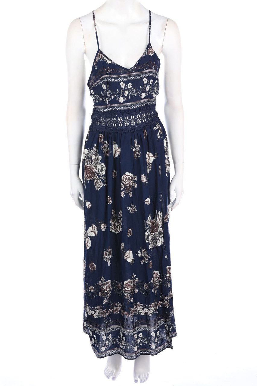 SHEIN - Maxi-Kleid aus Jersey mit Spitzen-Einsatz - XS