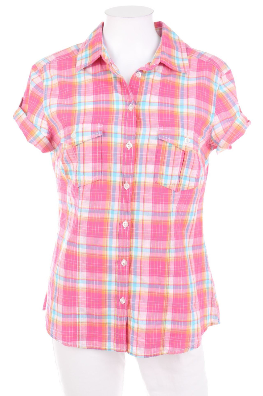 H&M LOGG - Karo-Hemd-Bluse mit kurzem Ärmel - D 40