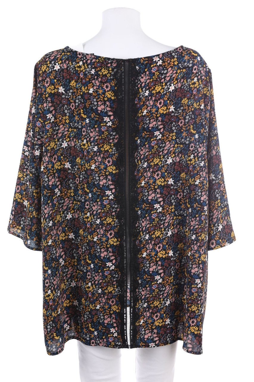 ZiZZi - Blouse with 3/4 Sleeve with Flower Print with Lace - L