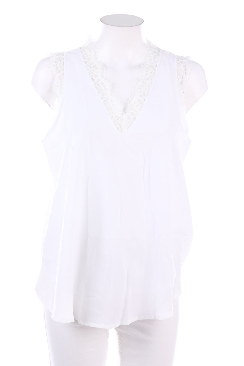 No Label - Blouse Top with Lace Insert - M