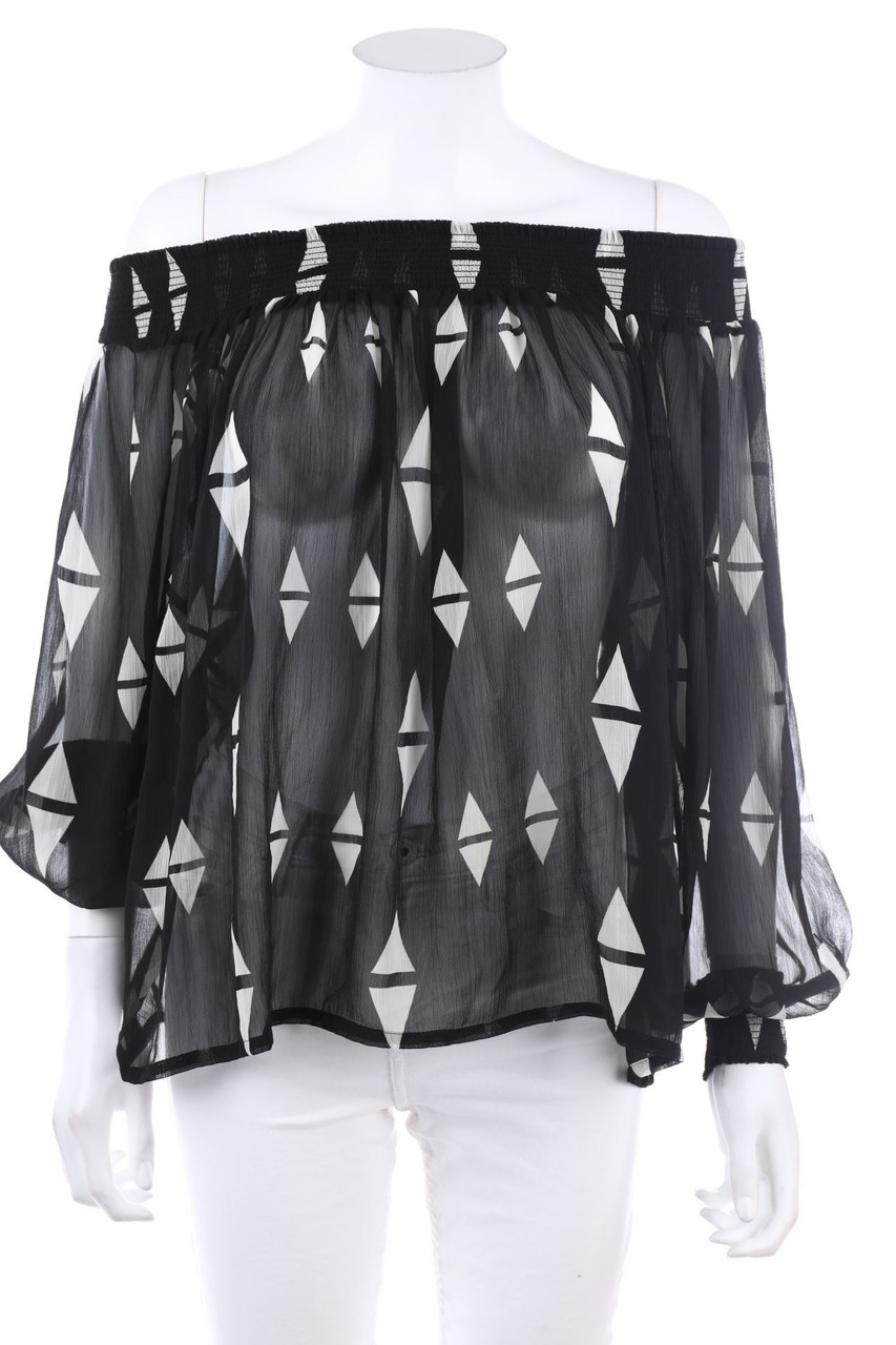 H&M - Chiffon-Carmen-Bluse mit Print - D 36