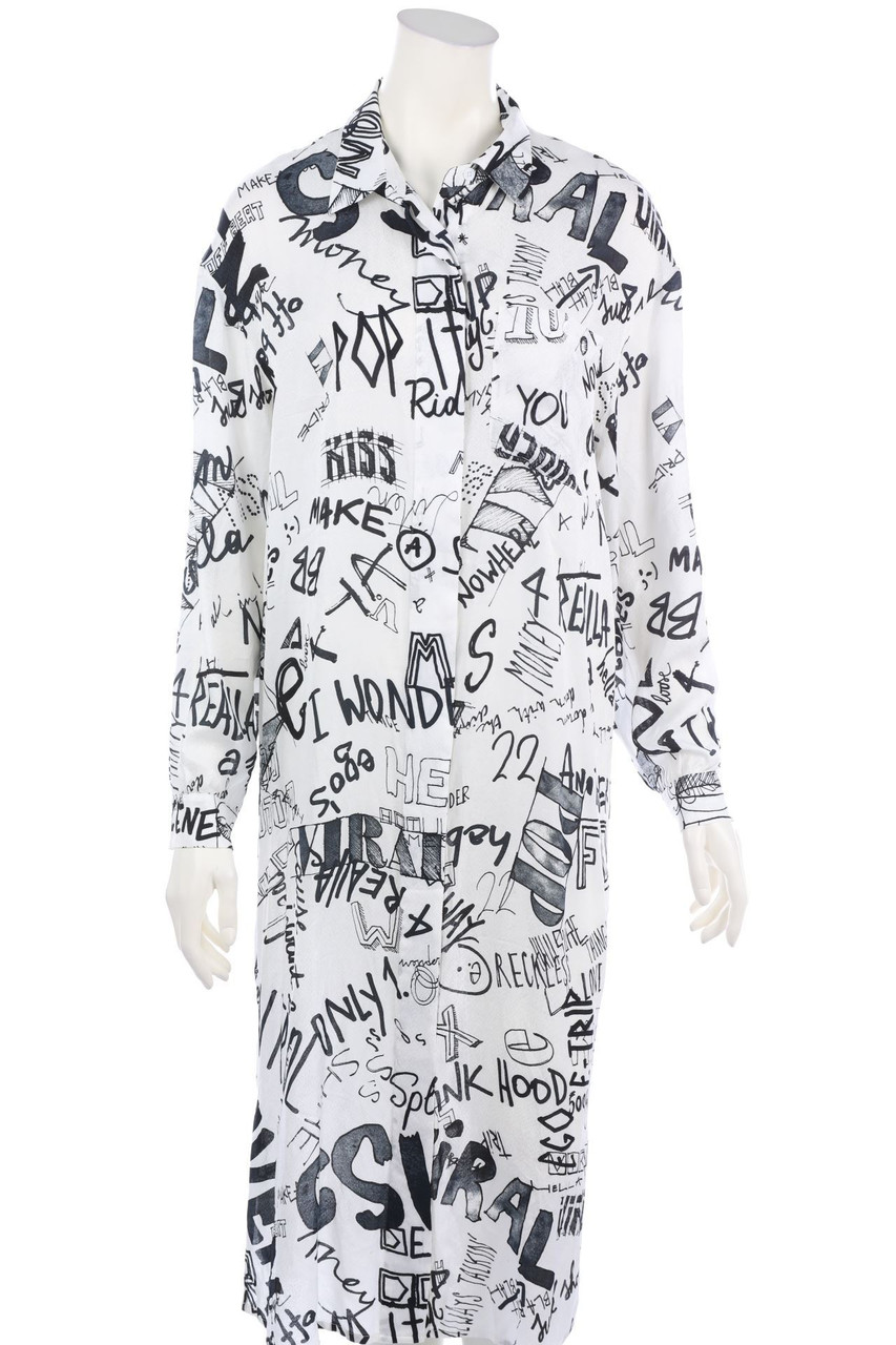ESSENTIEL Antwerp - Oversize-Blusenkleid mit Statement-Print - D 36