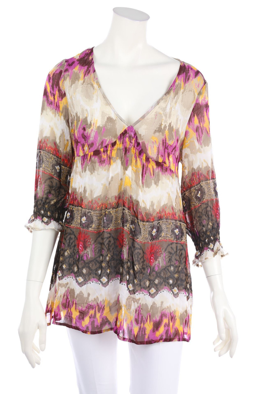 comma - Bluse mit 3/4-Ärmel mit Ethno-Print - D 38