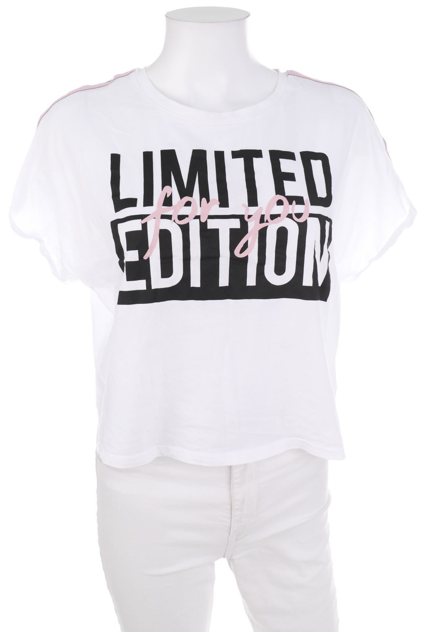 No Label - Oversize-Cropped-Shirt with Print - D 34-36