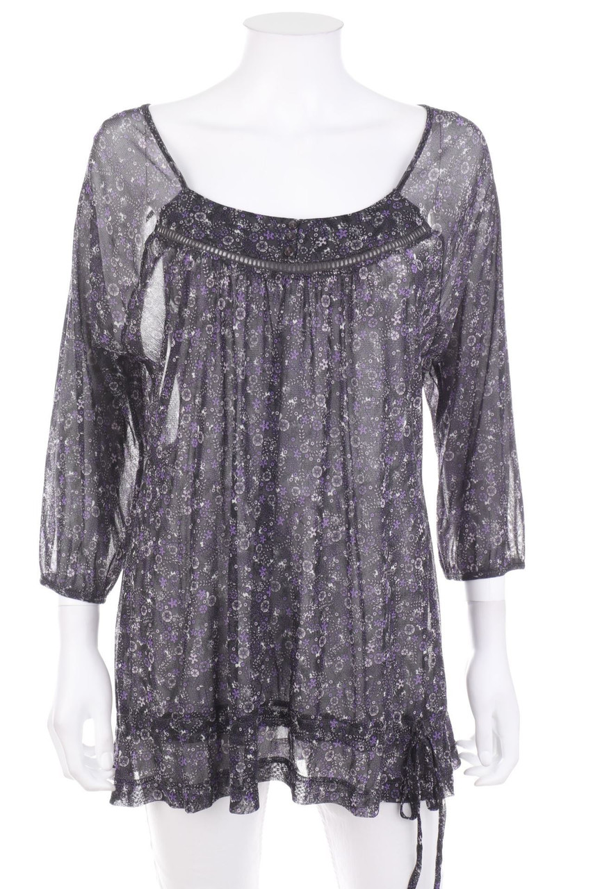 s.Oliver - Blouse, Mesh with Flower Print - D 44