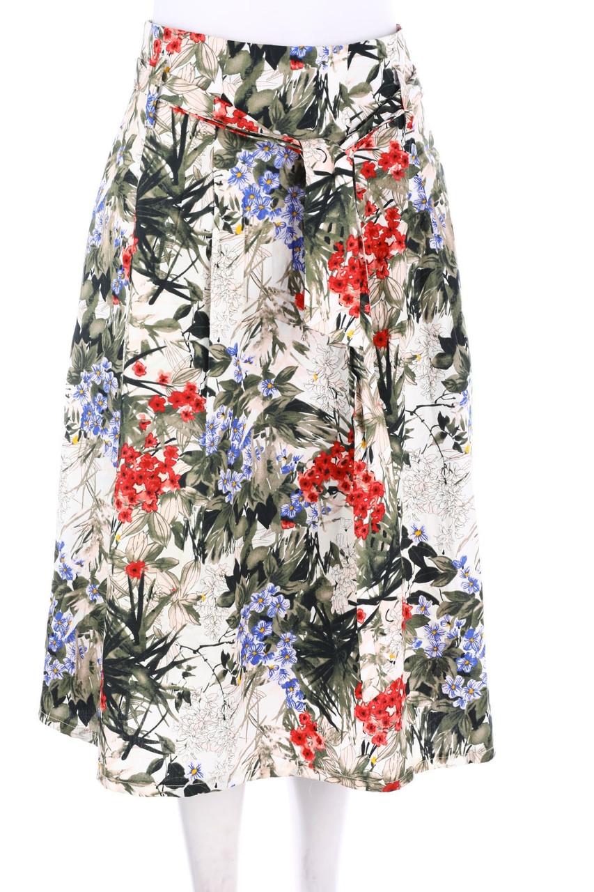 MONTEGO - Midirock mit Blumen-Print - D 34