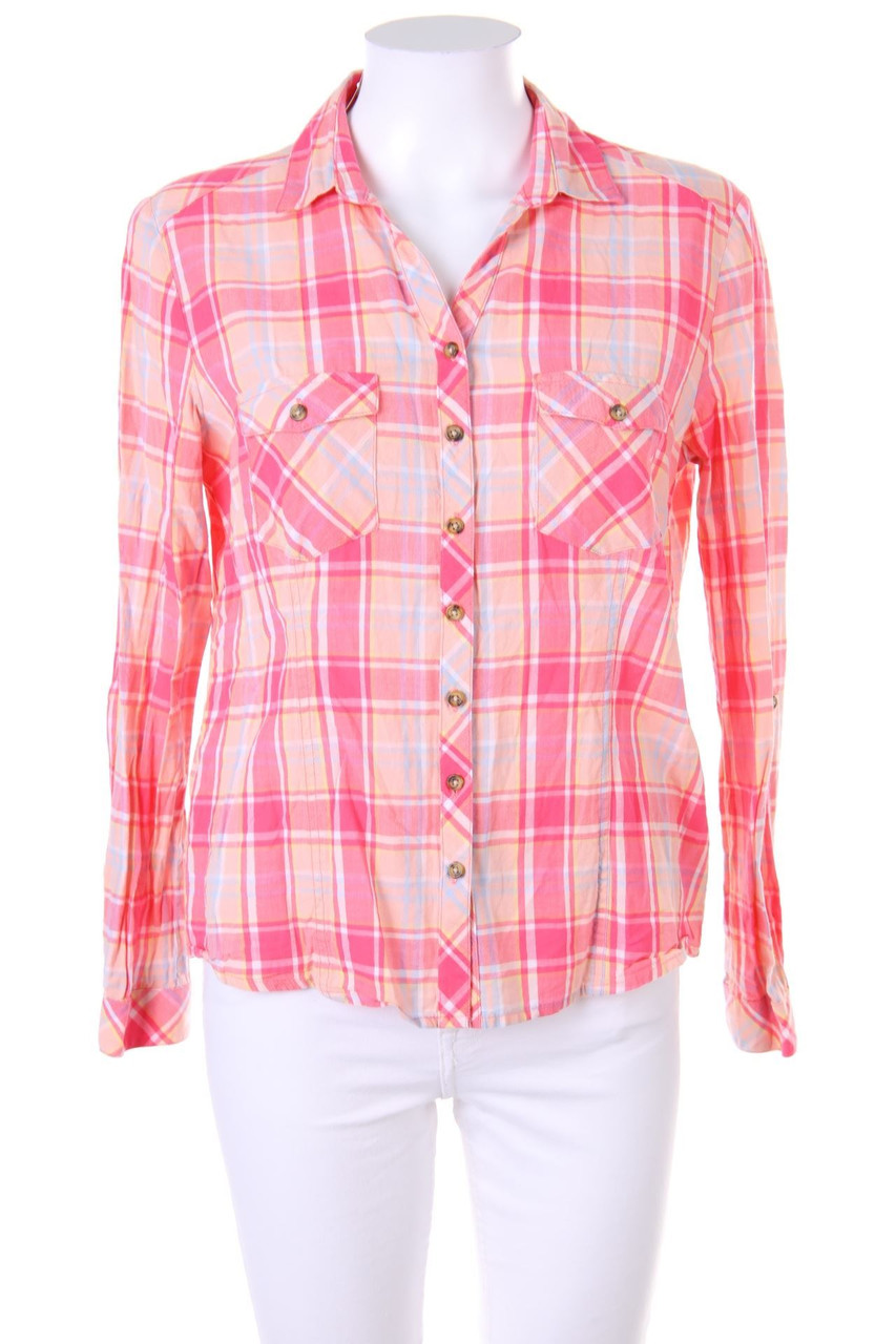 DeFacto - Checked Shirt Blouse with Roll-up Sleeves - L