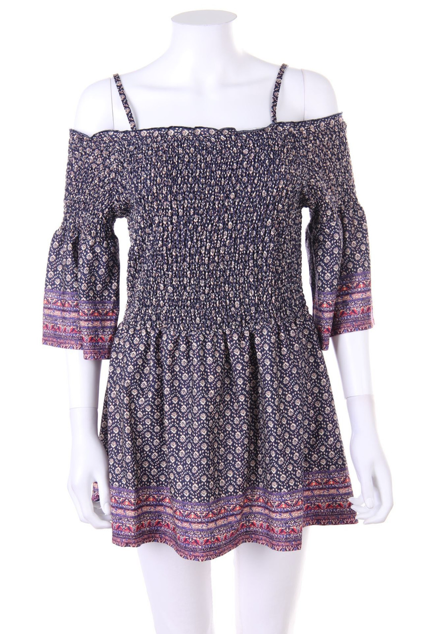 RAINBOW - Cold-Shoulder-Blouse with Print - D 36-38