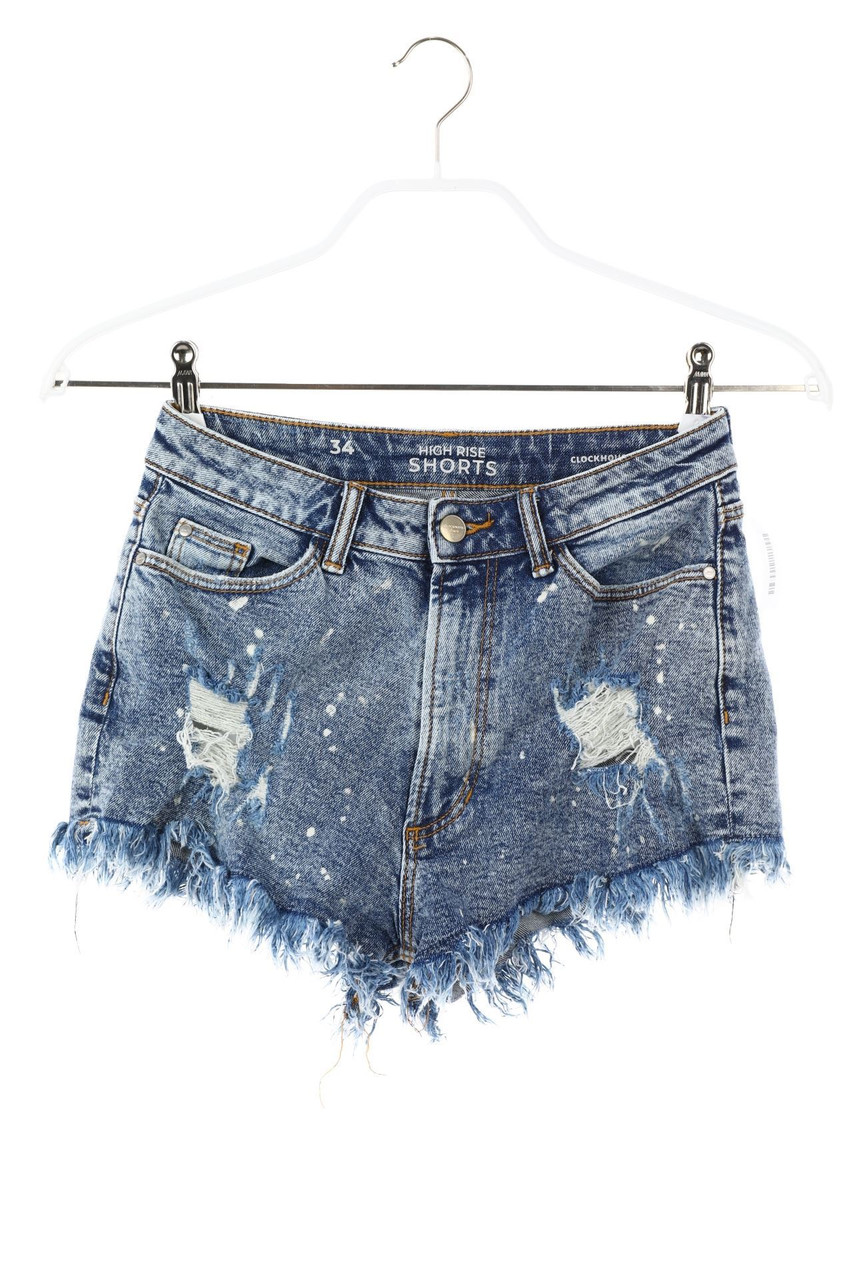 CLOCKHOUSE by C&A - High Waist-Destroyed Jeans-Shorts mit Print - D 34