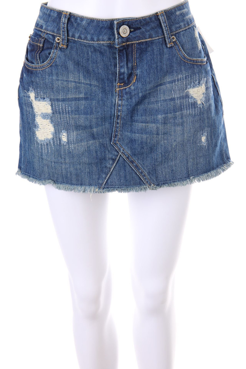 AMISU - Mini-Jeansrock mit Logo-Patch - D 38