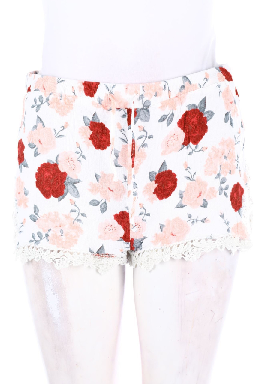 H&M DIVIDED - Hotpants mit Blumen-Print mit Spitze - D 36