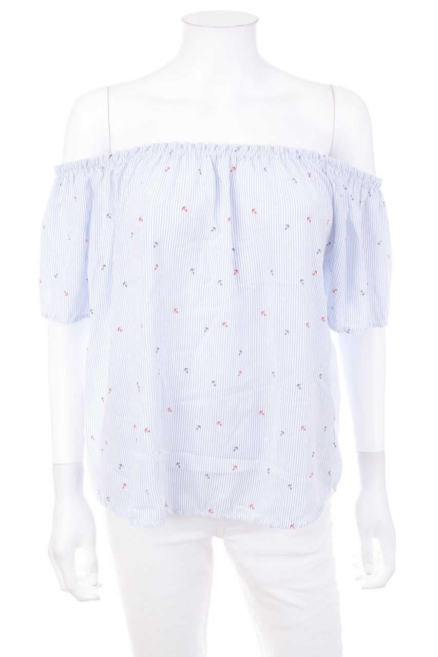 TODAY - Off-the-shoulder blouse with Stripes - S