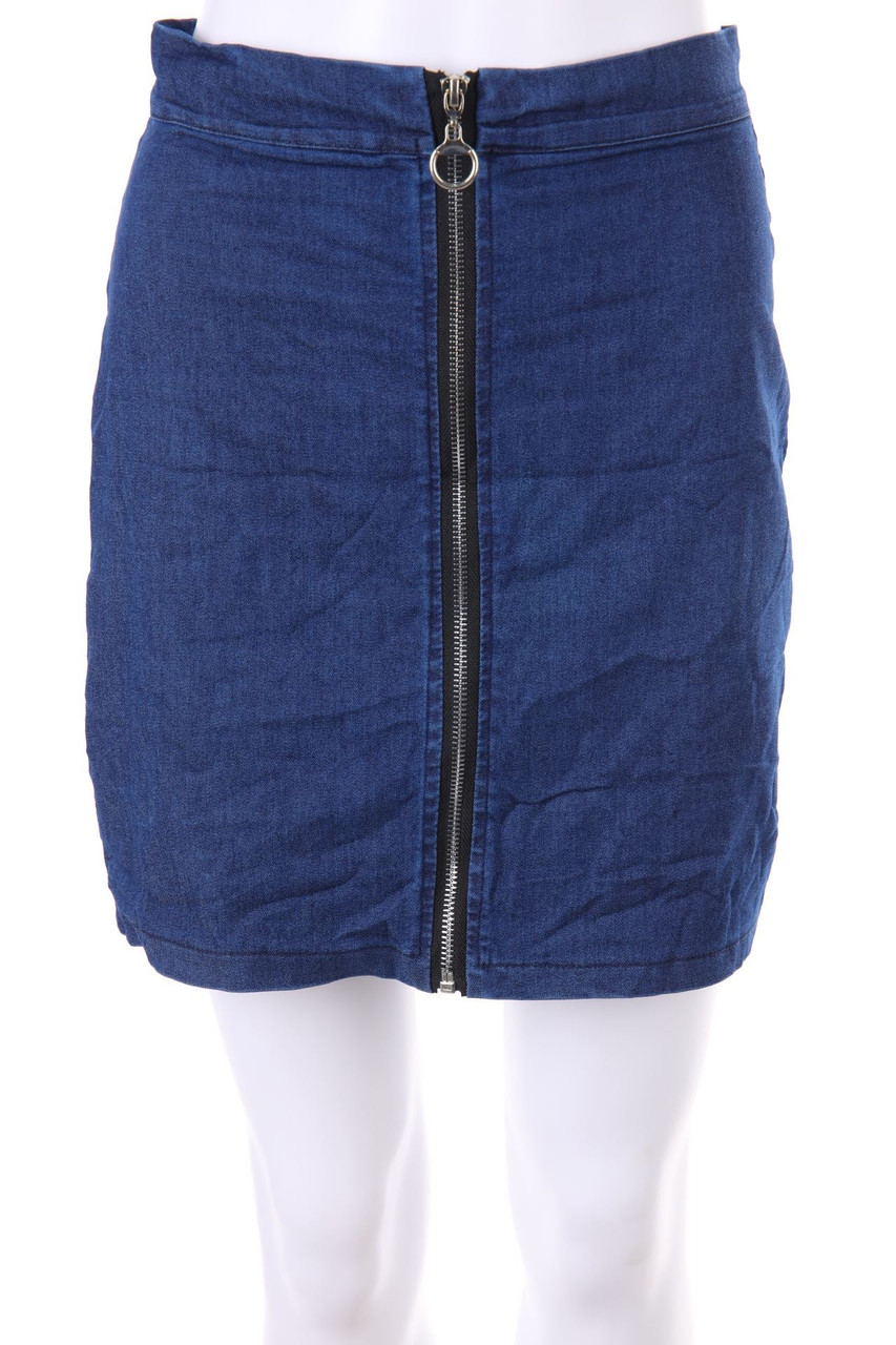 TODAY - Denim Mini Skirt with Zipper Closure - M