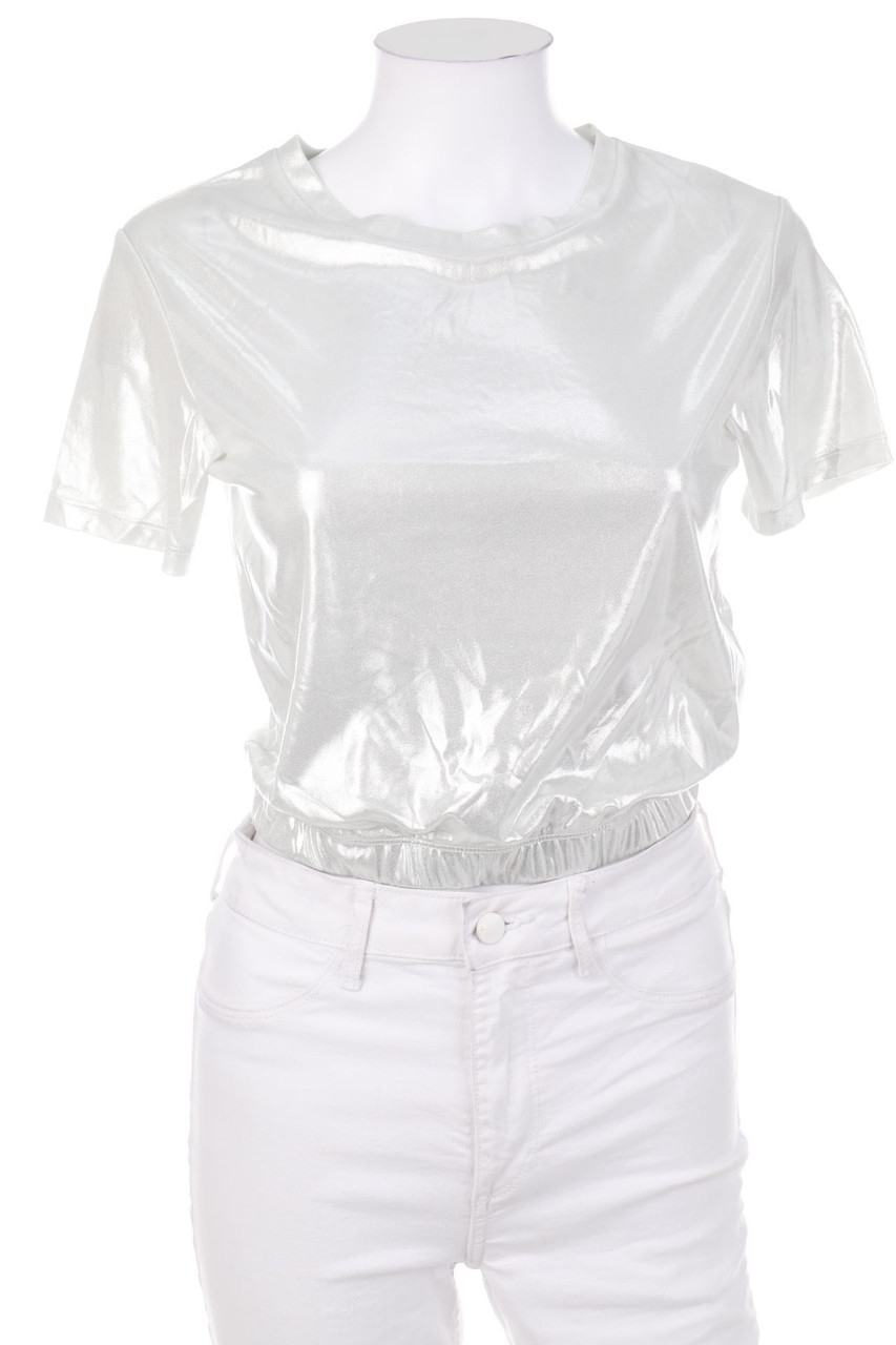 TALLY WEiJL - Cropped-Shirt with Metallic Effect - S