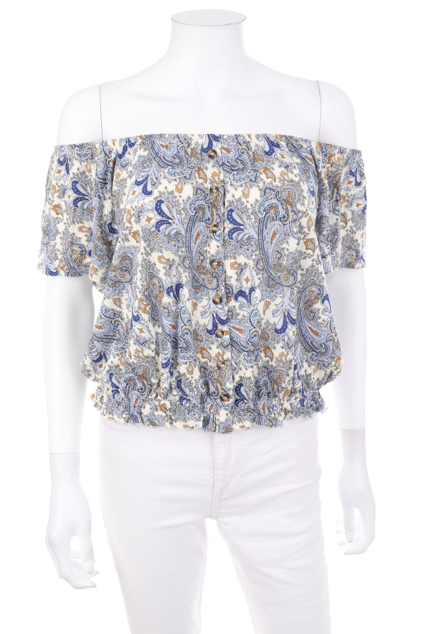 H&M - Carmen-Bluse mit Ethno-Print - L