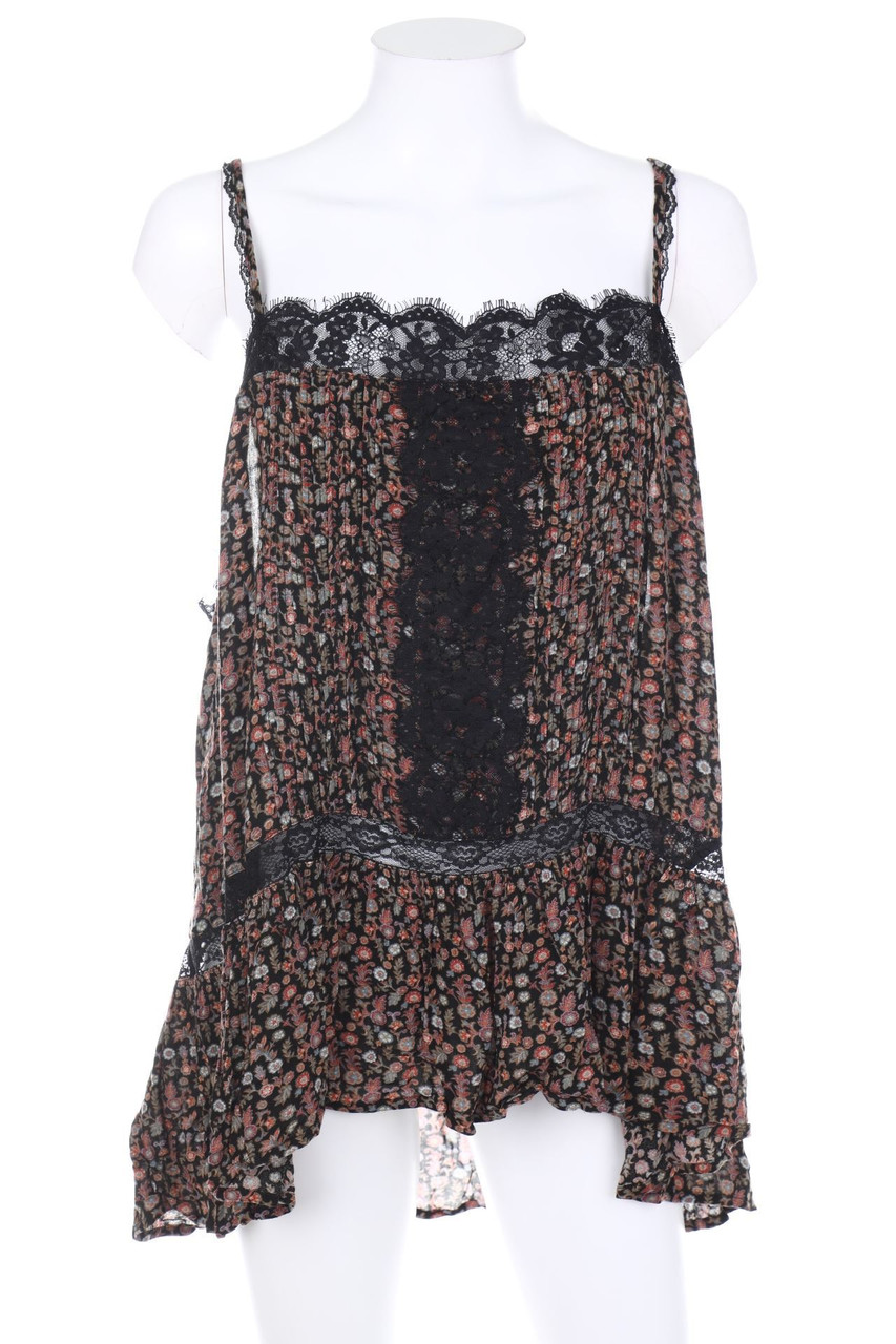 American Eagle - Boho-Blusentop mit Blumen-Print mit Spitze - XL