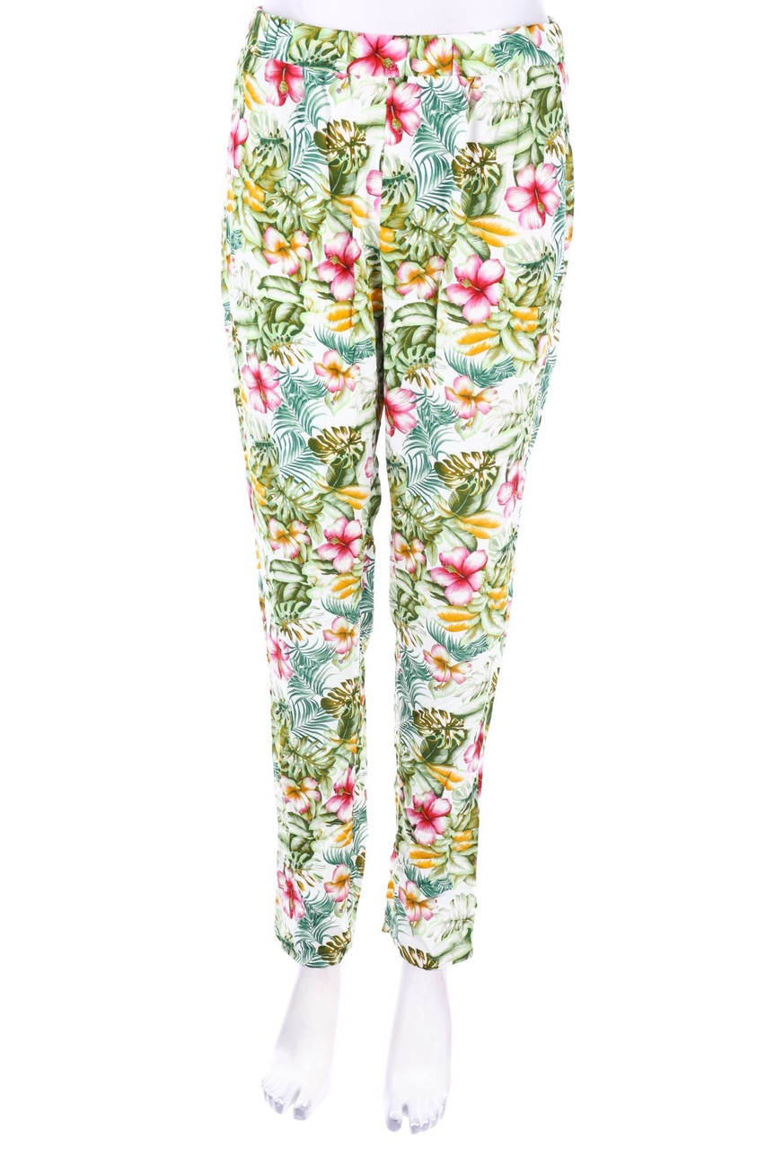 Ohne Label - Leggings mit Tropical Print - XL