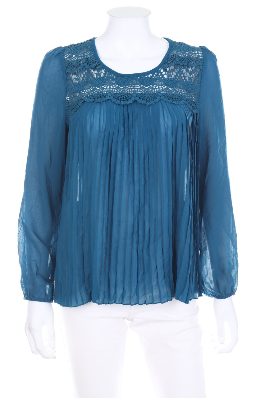 Darling - Plissé-Blouse with Lace - S