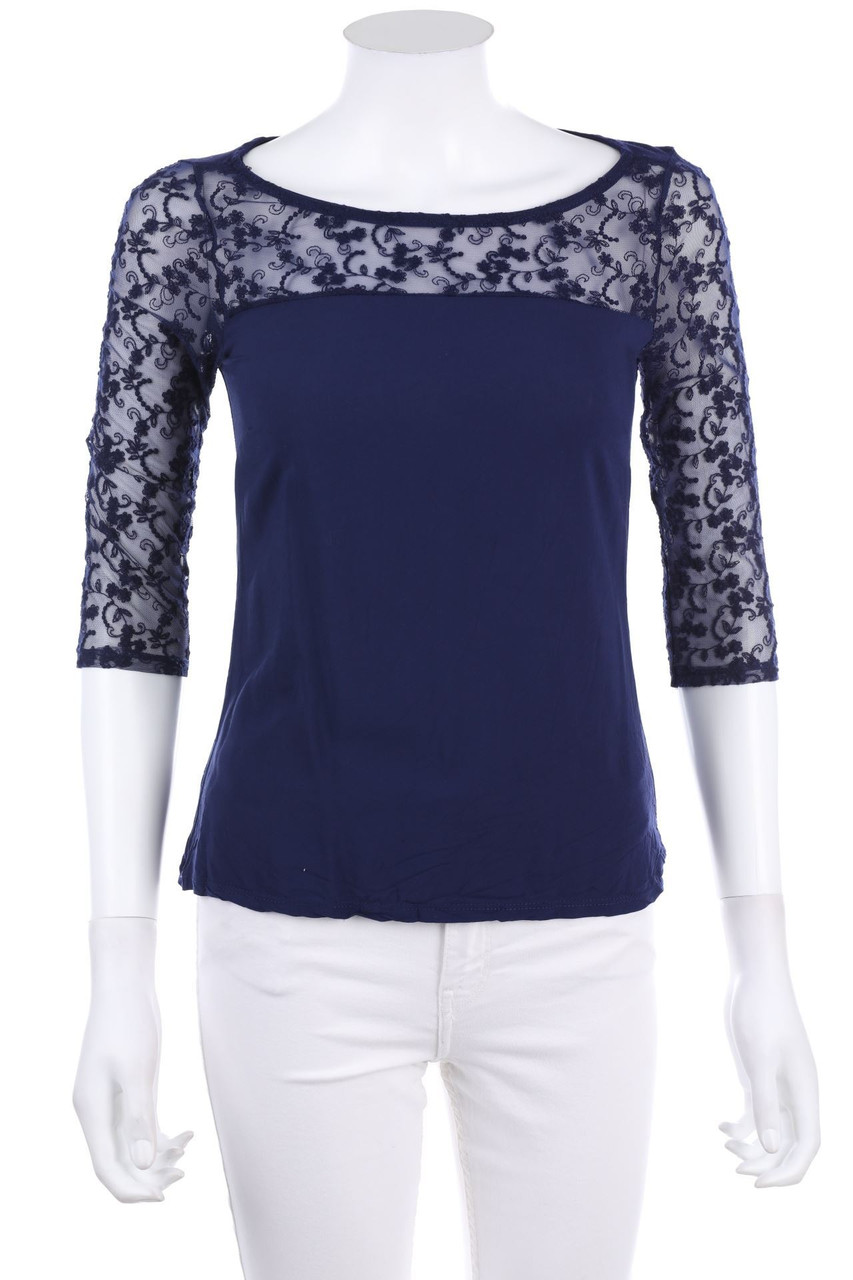 NAF NAF - Longsleeve-Shirt mit Mesh-Einsatz - XS