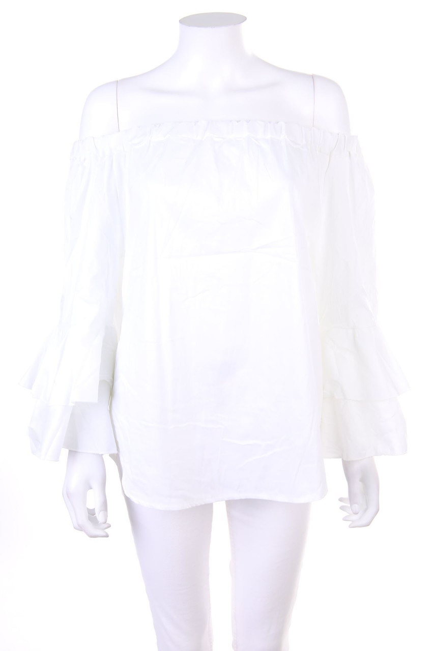 TODAY - Carmen-Blouse with Trumpet Sleeves - L