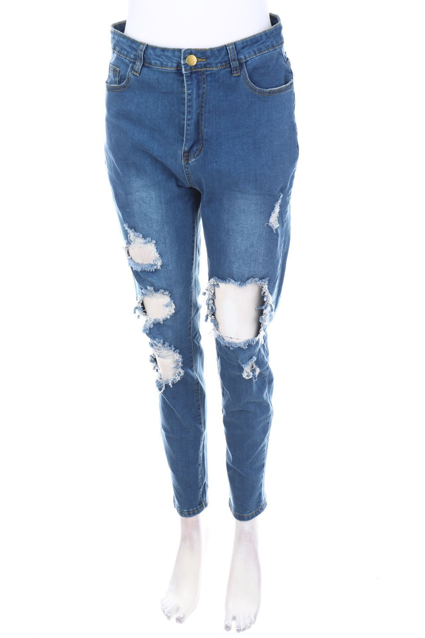 SHEIN - High Waist-Destroyed Jeggings Jeans - L