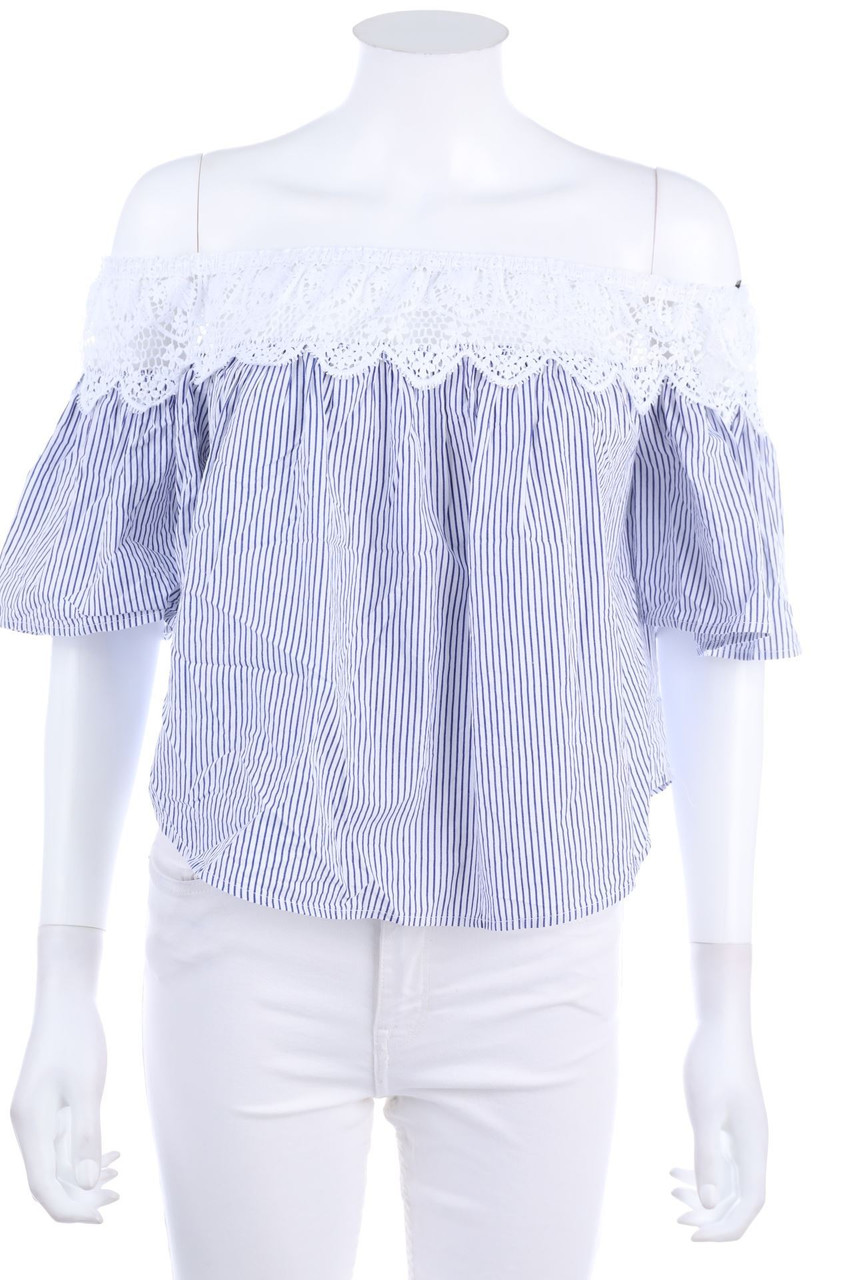 FOREVER 21 - Carmen-Bluse mit Streifen - S