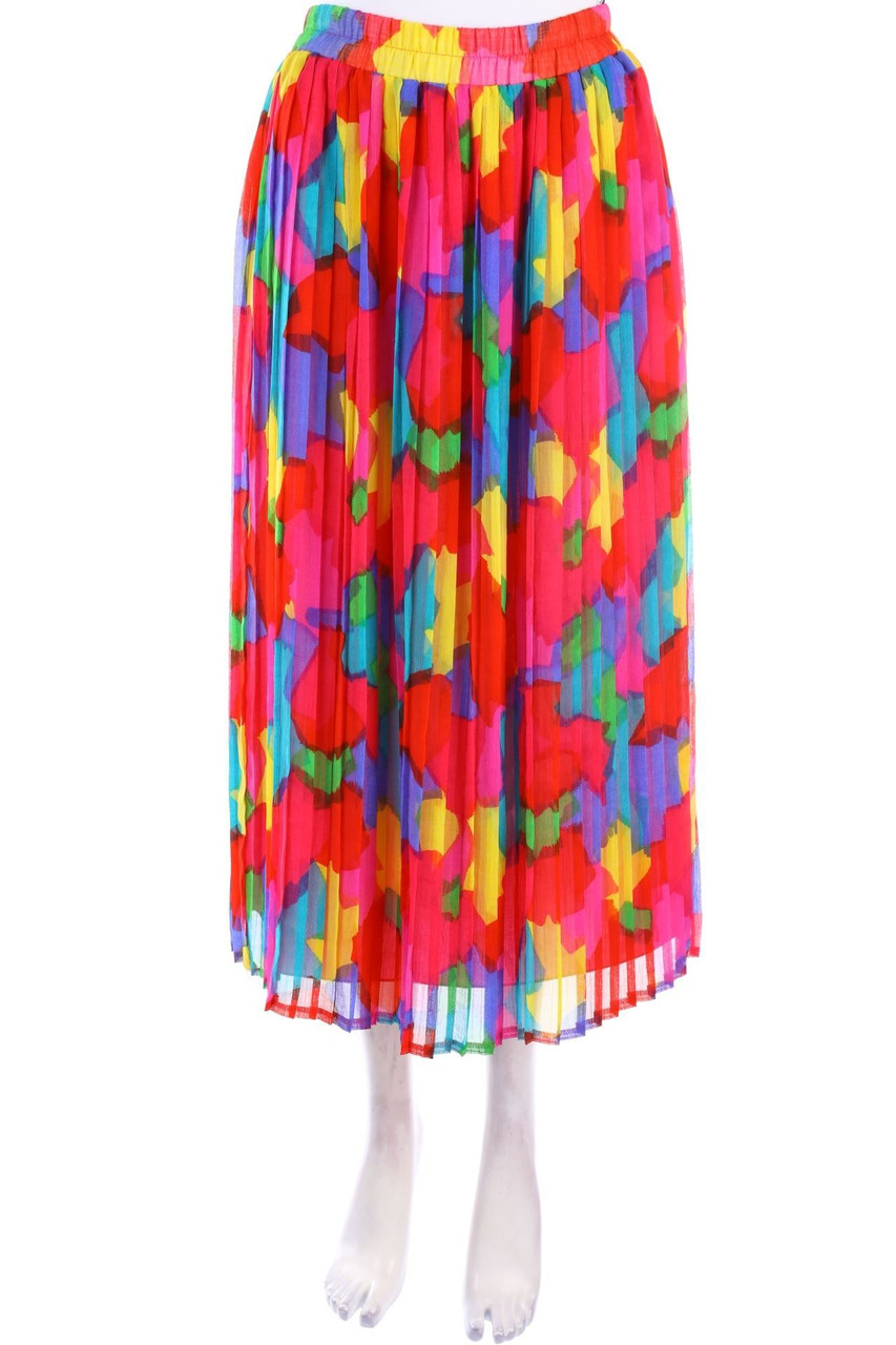 EN PLUS GIVENCHY - Vintage-Midi-Pleated-Skirt with Print - D 48