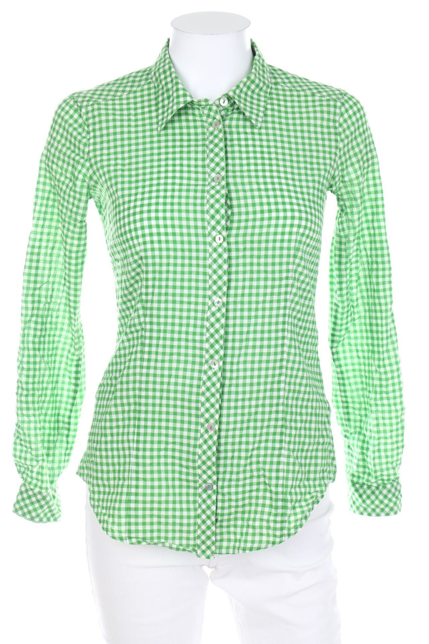 ESPRIT - Karo-Hemd-Bluse mit Krempel-Ärmeln - D 32