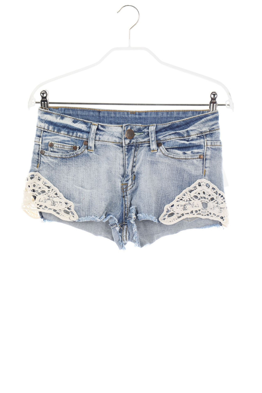 AMISU - Used Look Jeans-Shorts mit Spitze - D 34