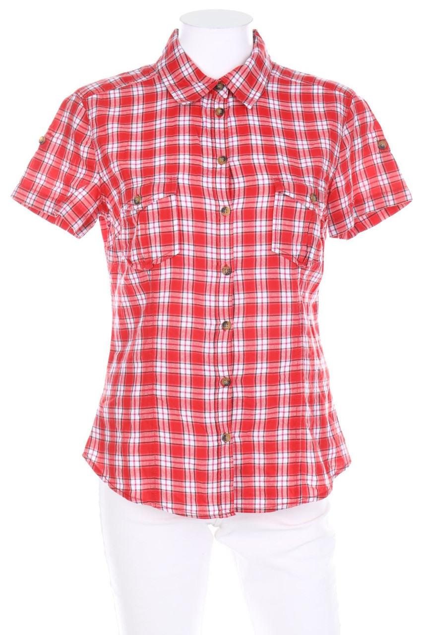 H&M LOGG - Karo-Hemd-Bluse mit kurzem Ärmel - D 38