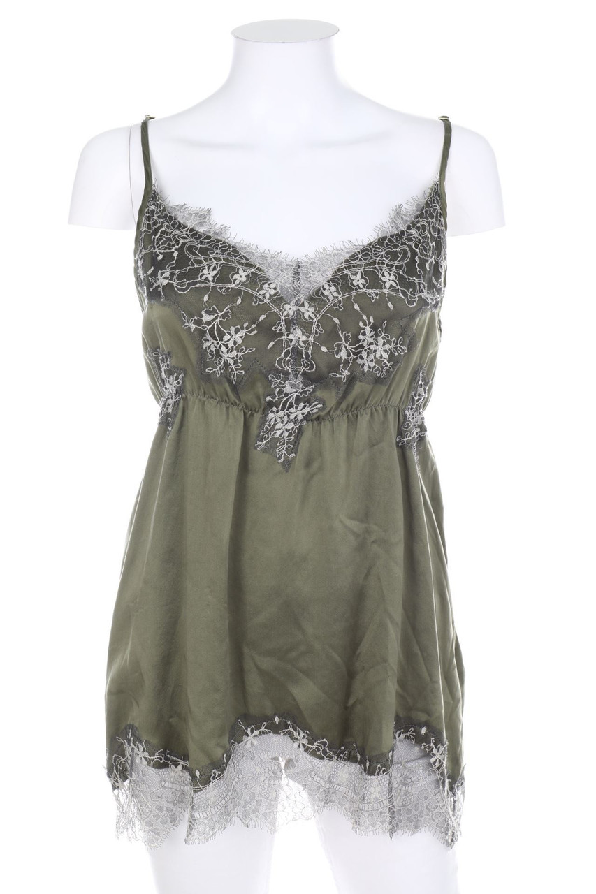 Pink memories - Seiden-Blusentop mit Spitze - D 44